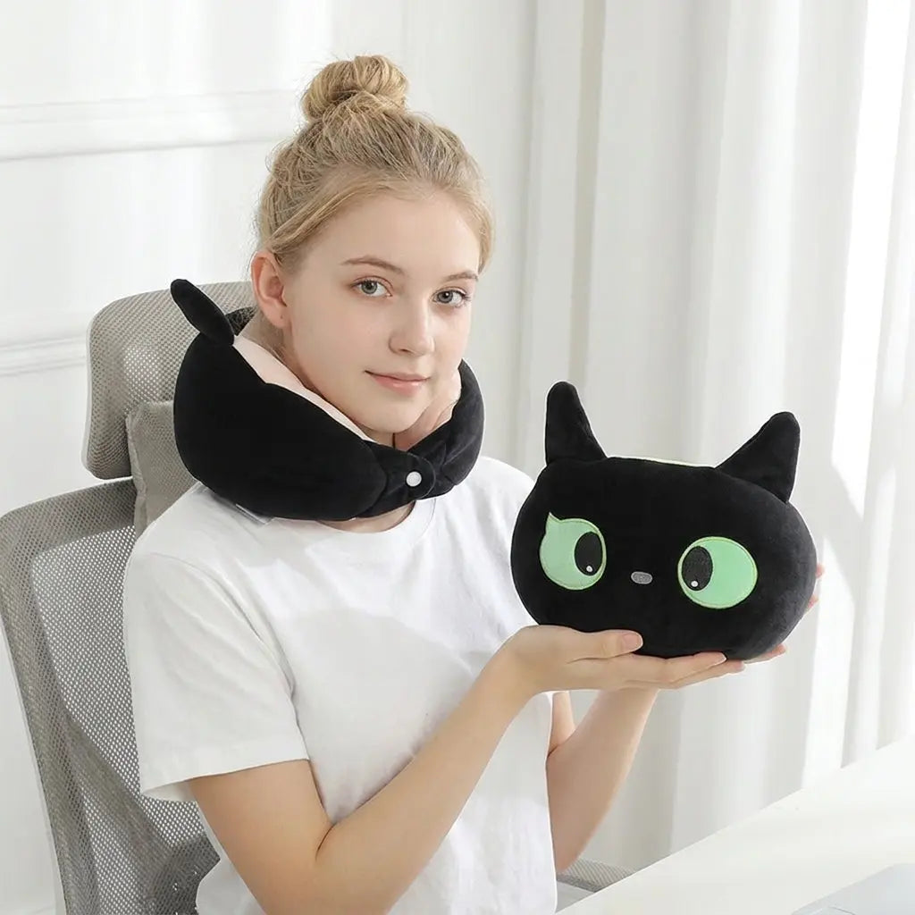 Kids Hooded Travel Pillow with Memory Foam and Reversible Cooling Fabric | Kids Hooded Travel Pillow | Travel Pillows