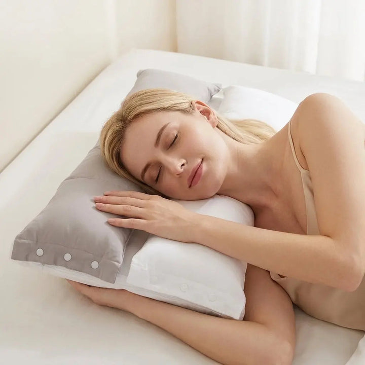 Dual-Sided Adjustable Cotton Pillow with Zoned Quilting | Two-Sided Adjustable Cotton Pillow | Bed Pillows