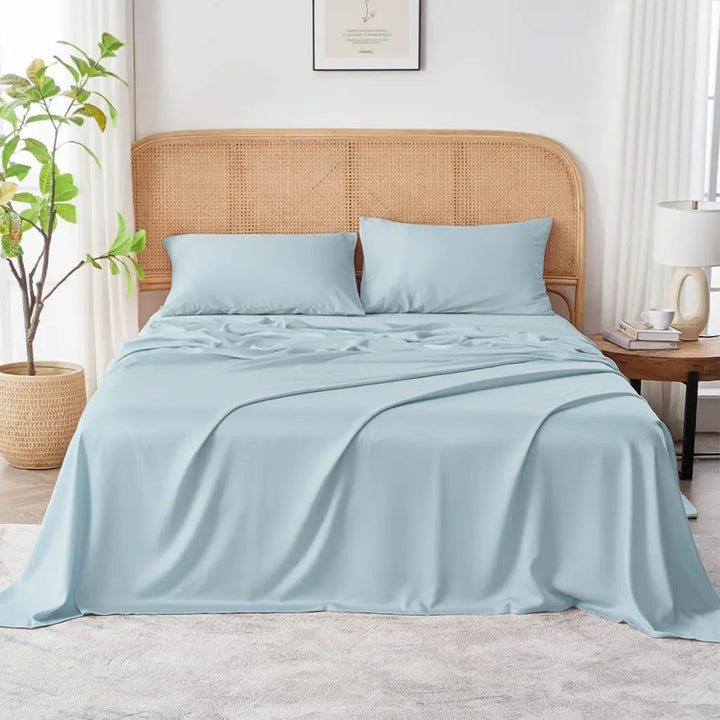 Organic Bamboo Sheet Set, Silky Soft and Cooling, Fitted and Flat Sheets | Silky Bamboo Sheets for Cool Sleep | Bed Sheet Sets