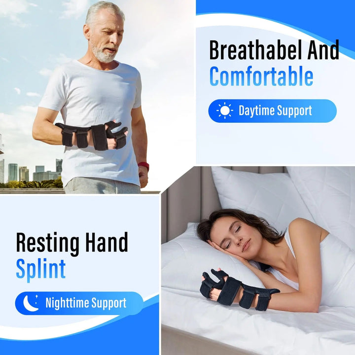 Adjustable Hand Support Brace with Finger Splints for Night and Day | Steady Hand Support for Rest | Support Braces
