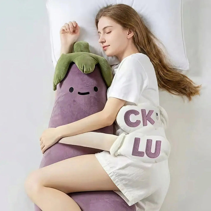 Eggplant Character Plush Pillow for Bed, Sofa and Gifts | Funny Cuddle Pillow with Personality | Plush Pillows