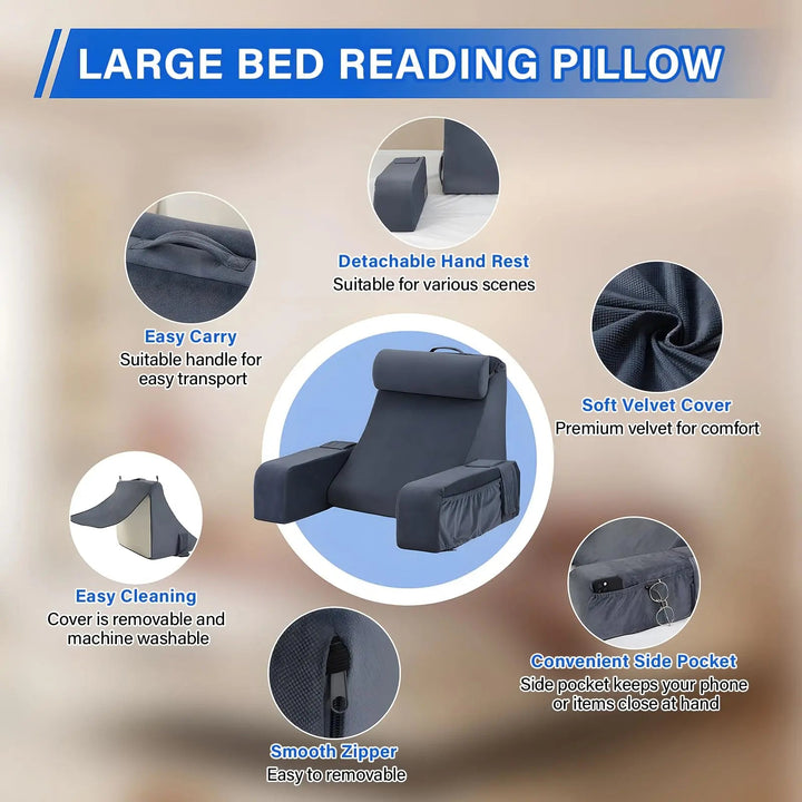45-Degree Angled Bedrest Reading Pillow with Carry Handle | Angled Seat for Reading and Gaming | Wedge Pillows