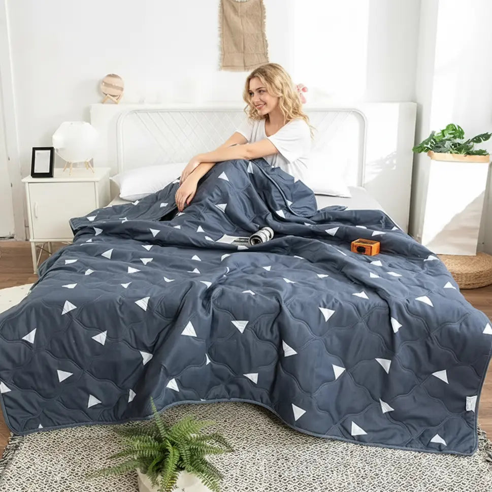 Geometric Lightweight Summer Quilt in Breathable Cotton | Cool Cotton Quilt for Warm Nights | Quilts