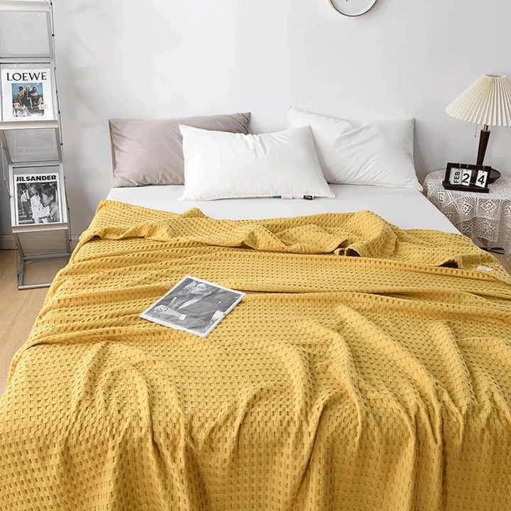 Cotton Waffle Weave Summer Blanket in Double, Queen and King | Breathable Comfort for Warm Nights | Throw Blankets