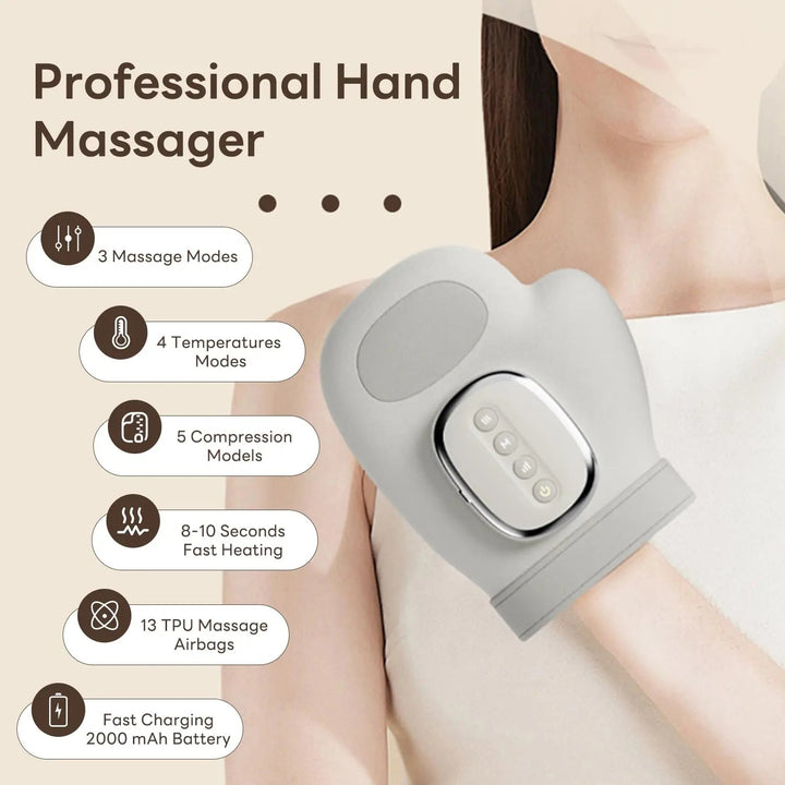 Cordless Hand Massager with Heat and Compression, 5 Intensity Levels | Heat and Compression for Hands | Hand Massagers