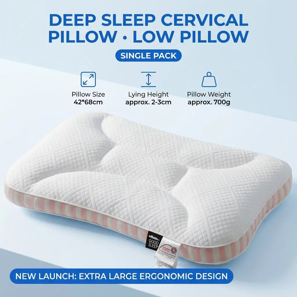 Low Profile Contour Pillow with Dual Firmness and Zoned Cushioning | Slim Zoned Contour Pillow | Bed Pillows