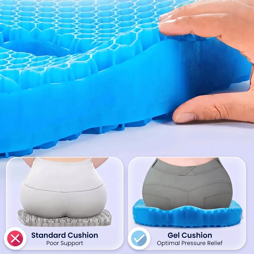 Cooling Honeycomb Gel Silicone Seat Cushion, 16 x 13in | Cooler Seating for Long Hours | Chair Cushions