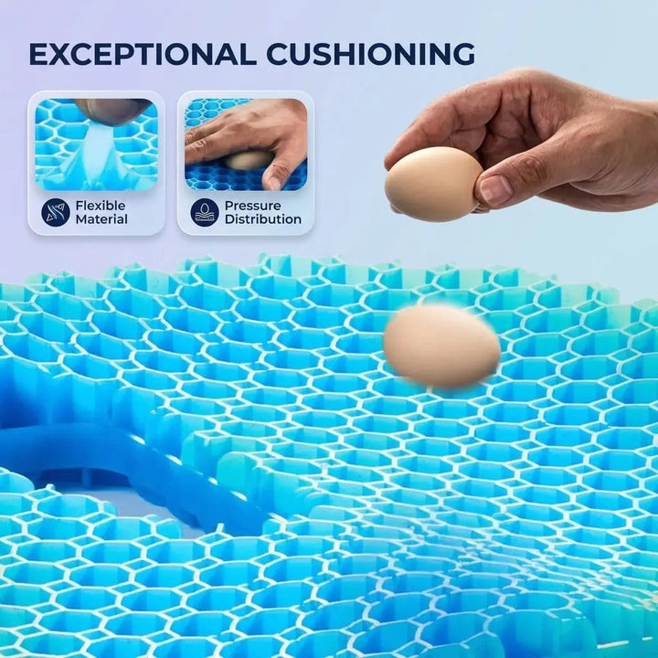 Cooling Honeycomb Gel Silicone Seat Cushion, 16 x 13in | Cooler Seating for Long Hours | Chair Cushions