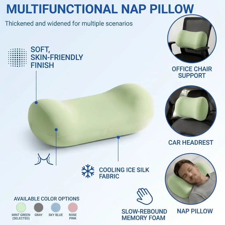 Ice Silk Office Nap Pillow with Curved Memory Foam Desk Design | Curved Desk Nap Pillow | Nap Pillows