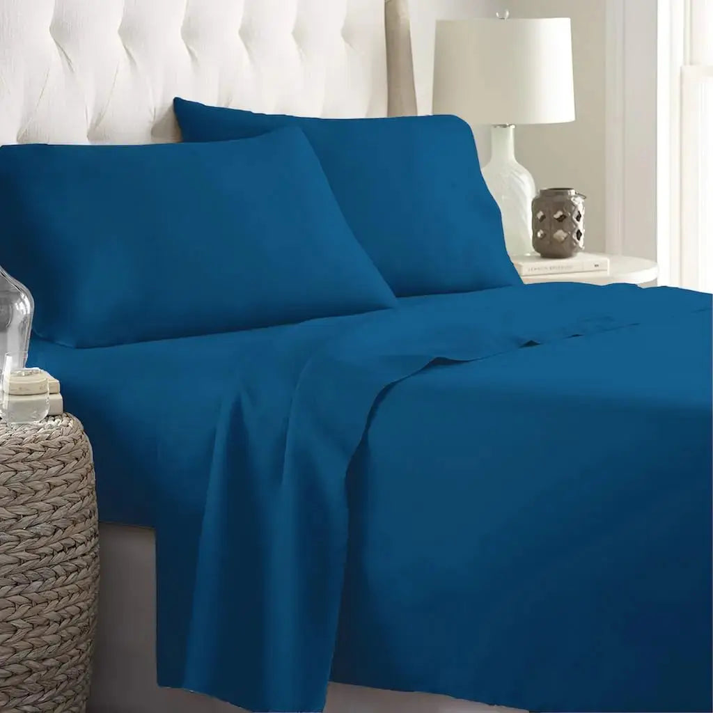 Queen 4-Piece Cooling Polyester Sheet Set, Hotel Style Bedding | Cool, Smooth Hotel-Style Sheets | Bed Sheet Sets