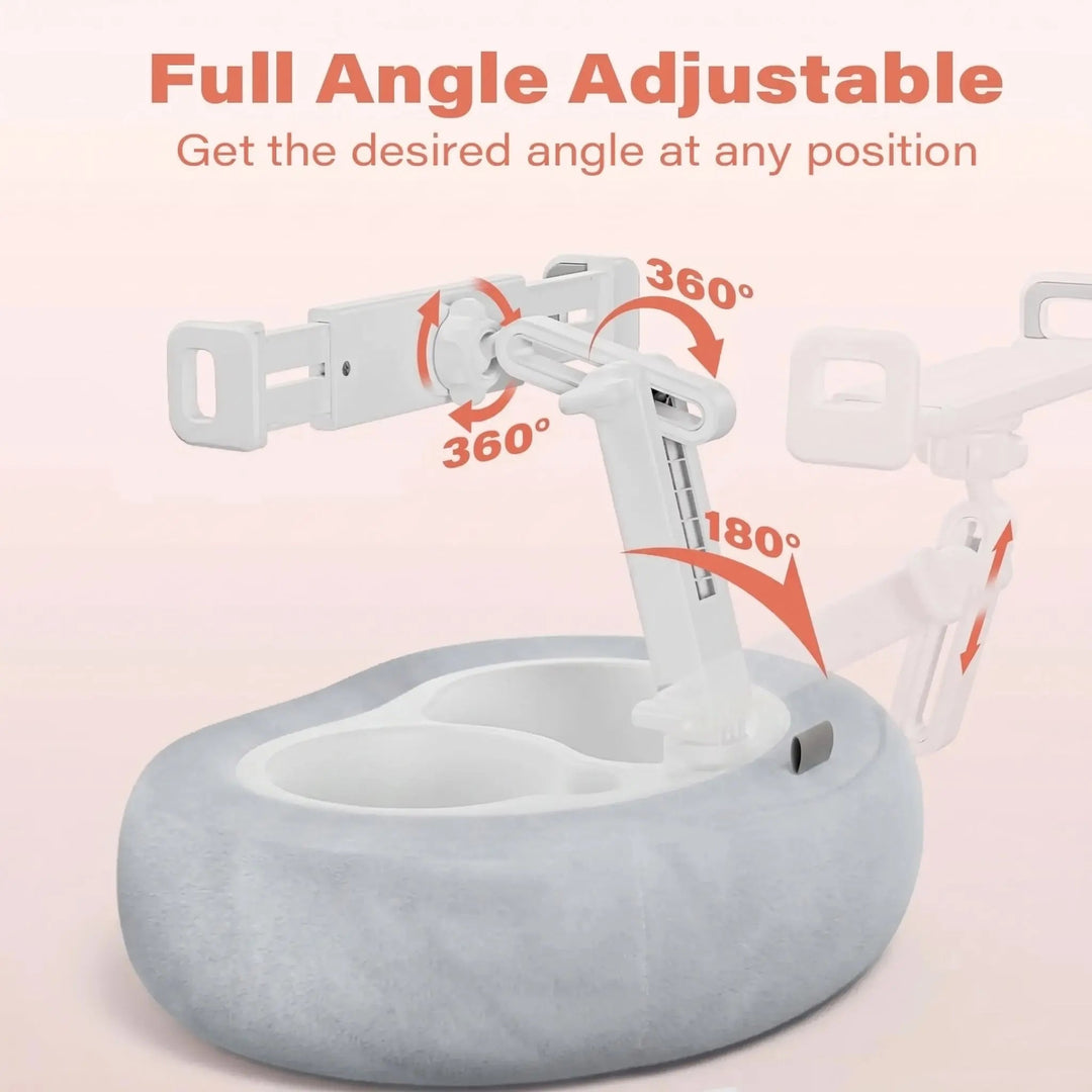 Adjustable Pillow Tablet and Phone Holder Stand with Two Removable Trays | Tablet Pillow With Snack Trays | Tablet Stands