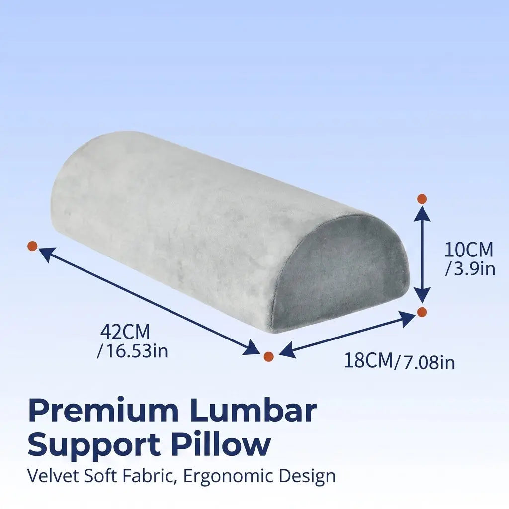Large Half Moon Memory Foam Bolster Pillow with Removable Cover for Legs | Firm Half Moon Leg Support | Bolster Pillows