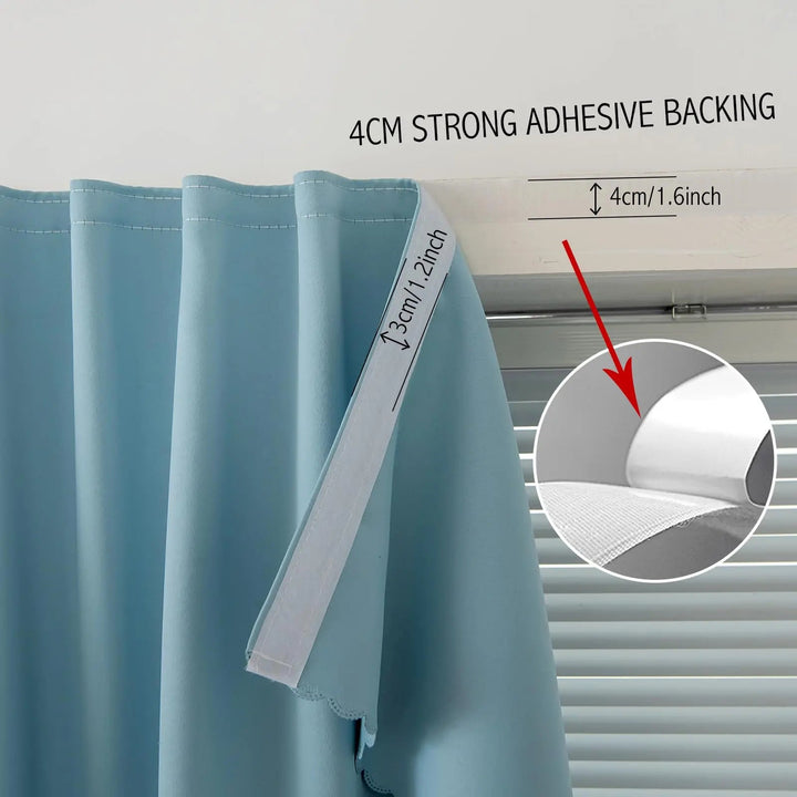Full Blackout Velcro Window Curtain with UPF100 Polyester Fabric | Punch-Free Light Blocking Shade | Blackout Curtains