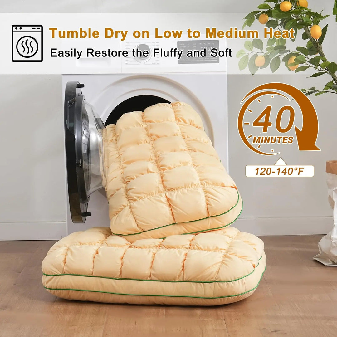 Rebound Puff Bed Pillow with Breathable Cotton Cover | Fluffy Pillow That Keeps Its Height | Bed Pillows