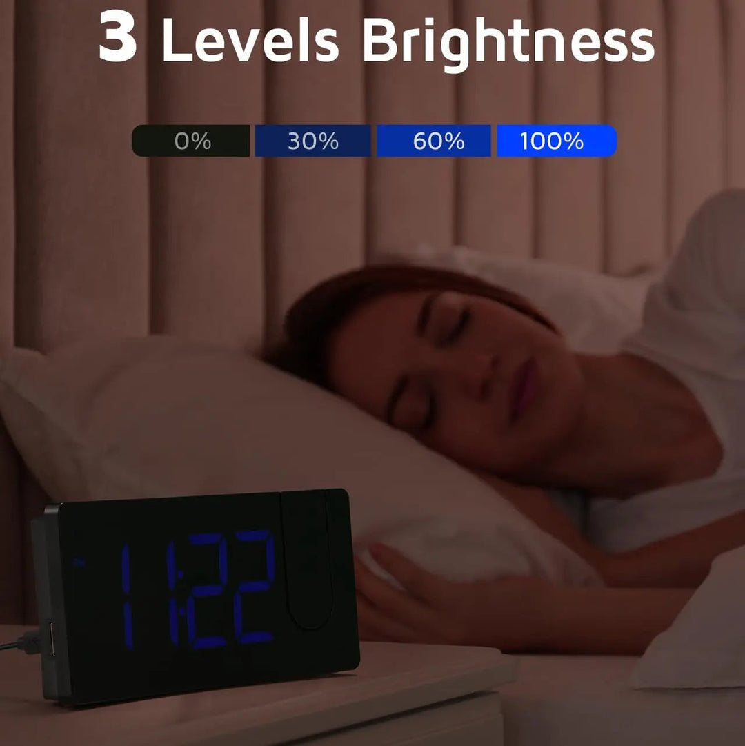 Projection Alarm Clock with Rotating Ceiling Display and Large LED Screen | Time on the Ceiling at Night | Alarm Clocks