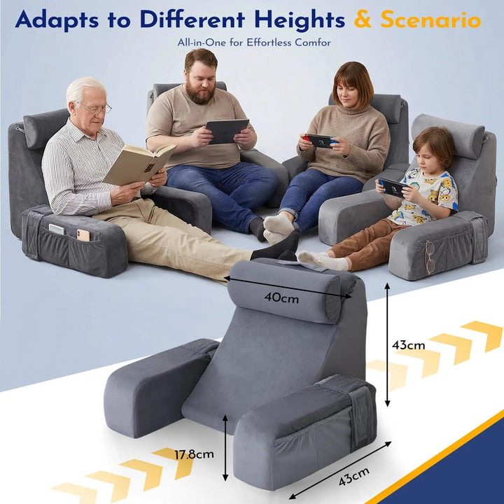 45-Degree Angled Bedrest Reading Pillow with Carry Handle | Angled Seat for Reading and Gaming | Wedge Pillows