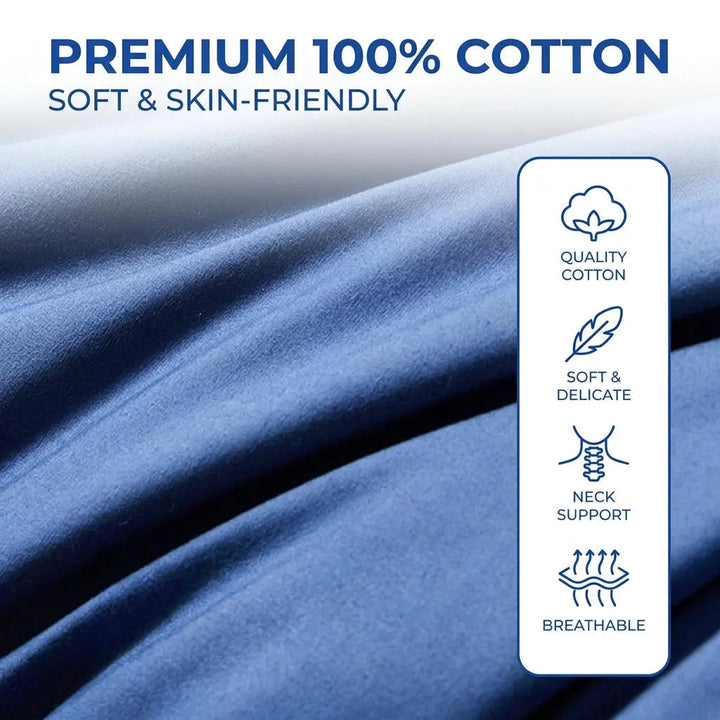 Rectangular Medium Support Cotton Pillow with Polyester Fiber Filling | Medium Support Cotton Bed Pillow | Bed Pillows
