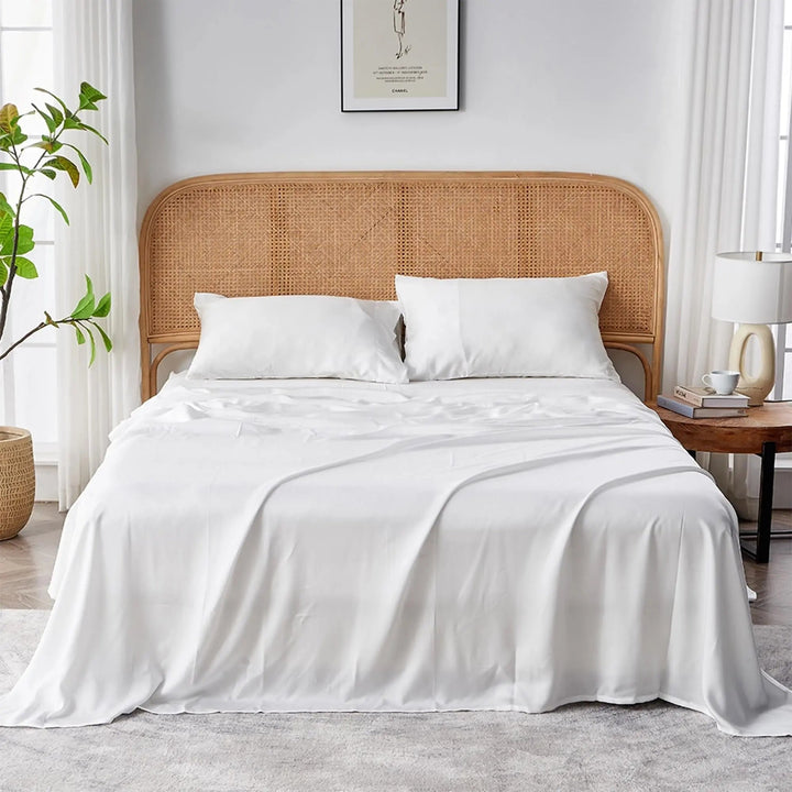 Organic Bamboo Sheet Set, Silky Soft and Cooling, Fitted and Flat Sheets | Silky Bamboo Sheets for Cool Sleep | Bed Sheet Sets