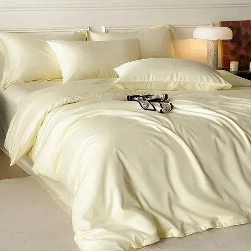 Summer Silky Bamboo Fiber Duvet Cover Set, 4 Pieces with Zipper | Silky Summer Bamboo Bedding | Duvet Cover Sets