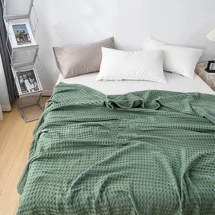 Cotton Waffle Weave Summer Blanket in Double, Queen and King | Breathable Comfort for Warm Nights | Throw Blankets