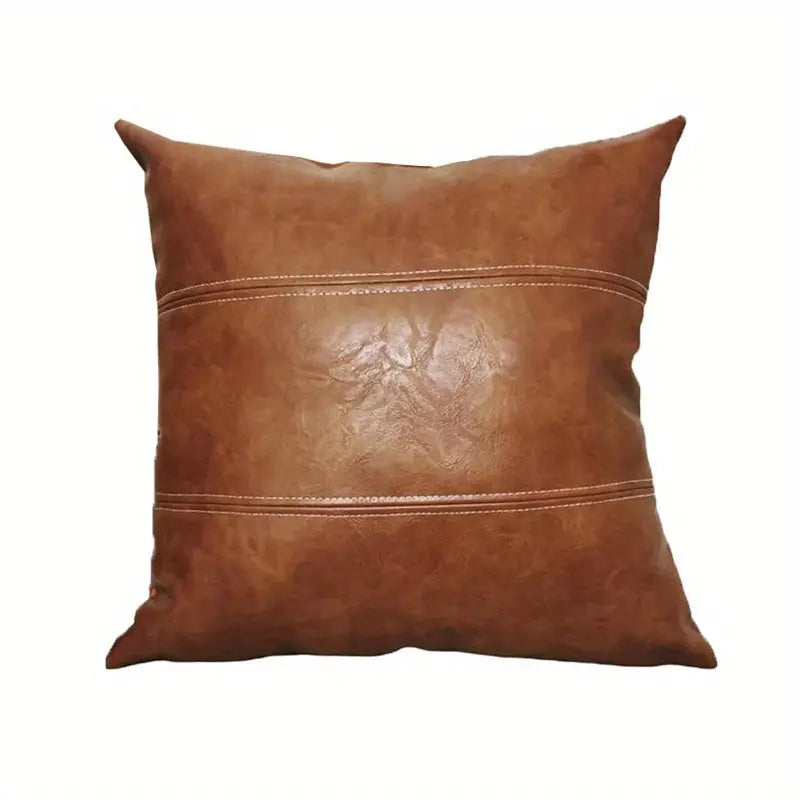 Faux Leather Throw Pillow Cover with Hand-Stitched Patchwork | Patchwork Faux Leather Pillow Cover | Cushion Covers
