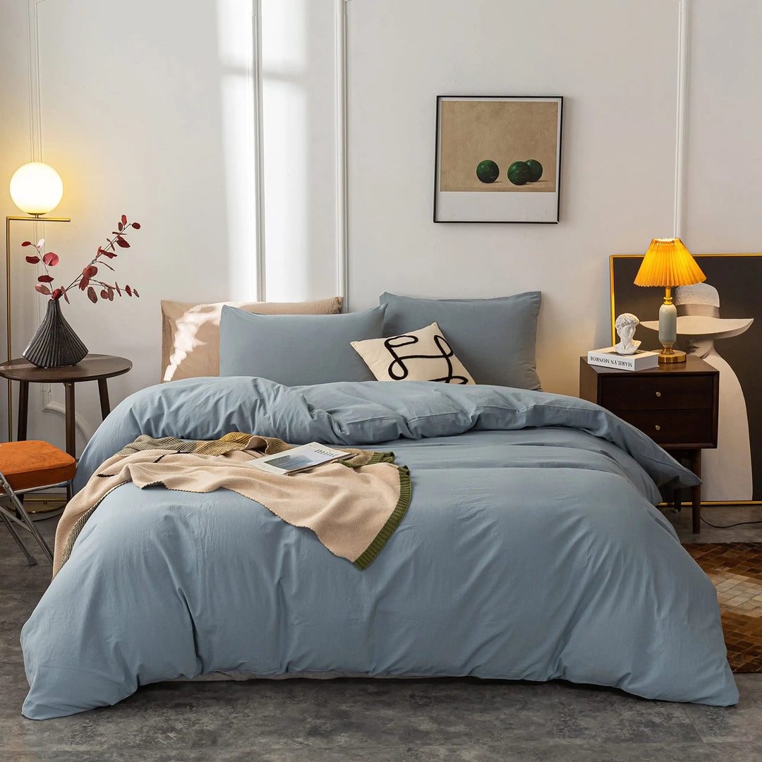 Luxury Microfiber Duvet Cover Set with Zipper and Corner Ties, 4 Pieces | Secure Duvet Cover Set | Duvet Cover Sets