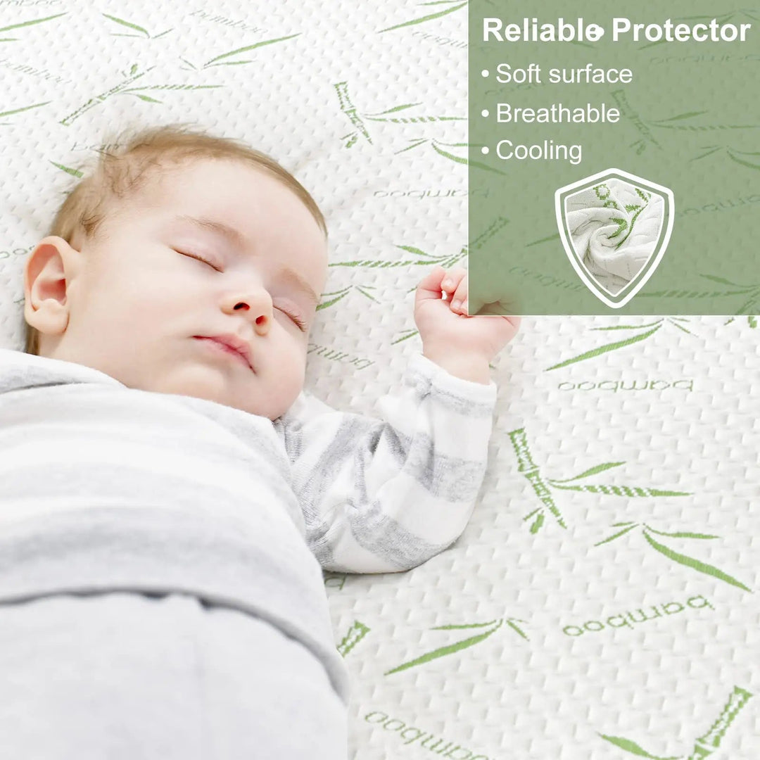 Waterproof Bamboo Rayon Fitted Sheet Mattress Protector with Deep Pocket | Cooling Waterproof Fitted Sheet | Mattress Protectors
