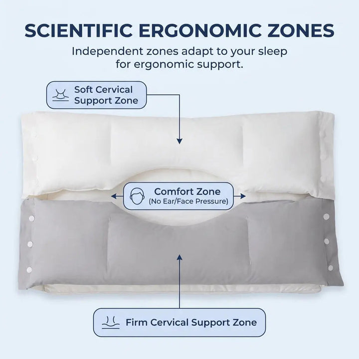 Dual-Sided Adjustable Cotton Pillow with Zoned Quilting | Two-Sided Adjustable Cotton Pillow | Bed Pillows