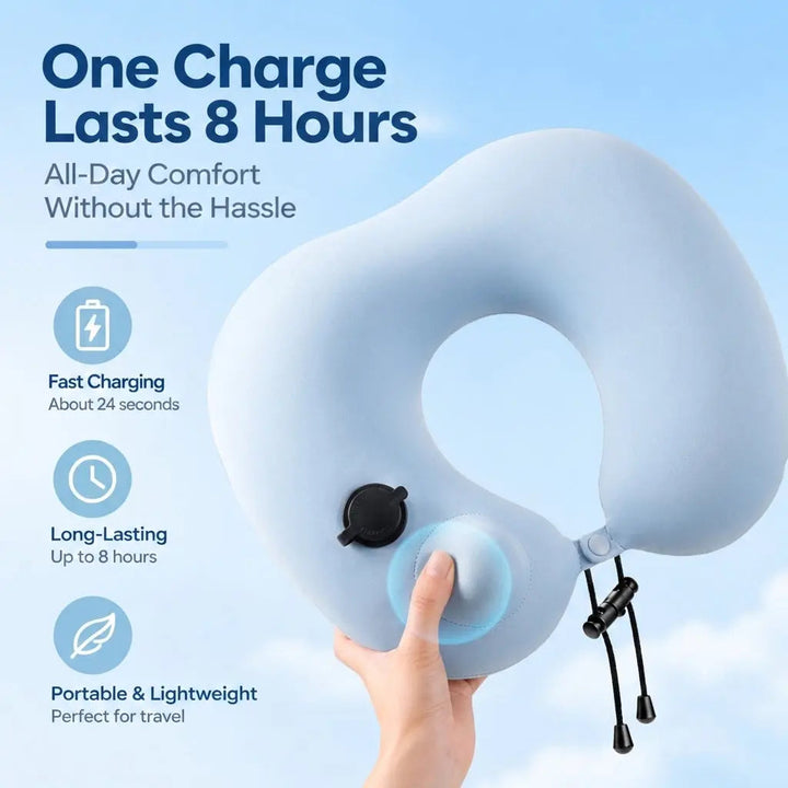 Inflatable U-Shaped Travel Neck Pillow with Press Inflation Design | Easy-Inflate Travel Neck Cushion | Travel Pillows
