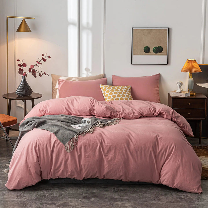 Luxury Microfiber Duvet Cover Set with Zipper and Corner Ties, 4 Pieces | Secure Duvet Cover Set | Duvet Cover Sets