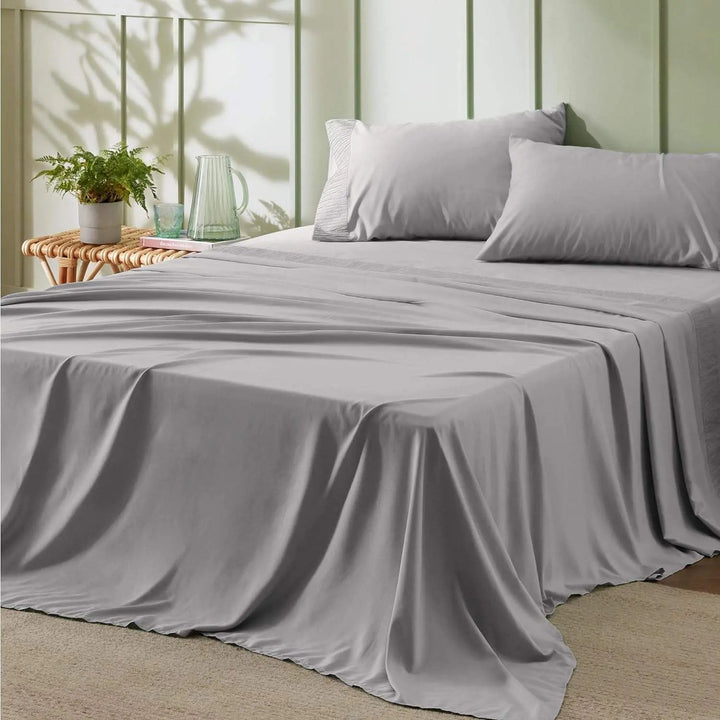 4 Piece Microfiber Sheet Set with Ruched Edge and Deep Pocket Fit | Ruched Edge Microfiber Sheet Set | Sheet Sets