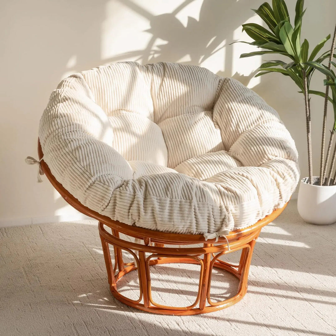 Papasan Chair Cushion in Overstuffed Corduroy for Reading and Lounging | Overstuffed Corduroy Papasan Cushion | Chair Cushions
