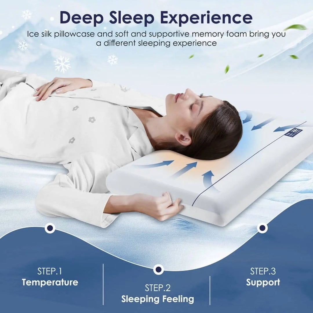 Slow Rebound Memory Foam Cervical Pillow with Ergonomic Concave Design | Neck Contour for Restful Nights | Bed Pillows