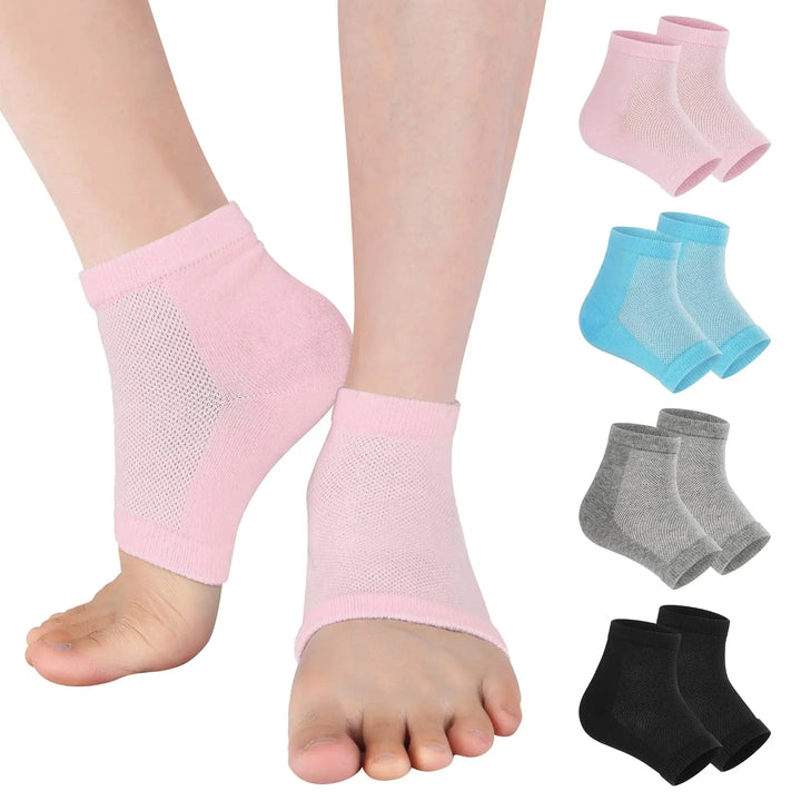 Silicone Gel Heel Socks, 6 Pairs, Moisturising Reusable Foot Protector | Heel Care Socks for Soft Feet | Spa Socks