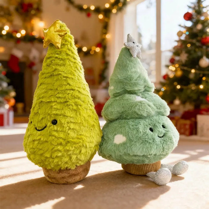Pine Tree Plush Doll with Cartoon Design for Christmas Home Decor | Cartoon Pine Tree Holiday Plush | Decorative Pillows