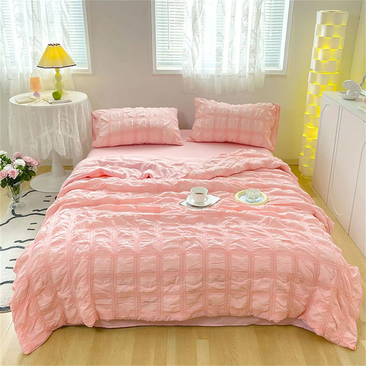 Breathable Seersucker Quilt for Warm Nights in Pastel Colors | Cool Textured Summer Quilt | Quilts