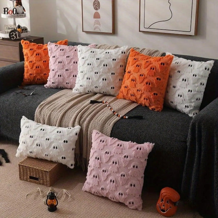 Embroidered 3D Ghost Cushion Covers Set of 2 for Halloween | Spooky Style for the Sofa | Cushion Covers