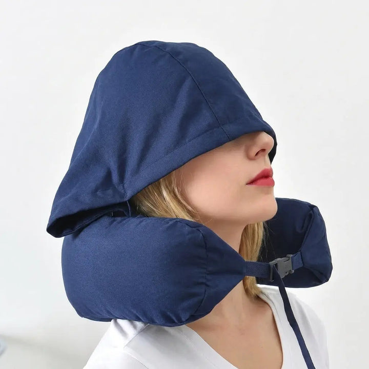 Hooded Memory Foam Travel Pillow with Removable Washable Cover | Hooded Memory Foam Travel Pillow | Travel Pillows