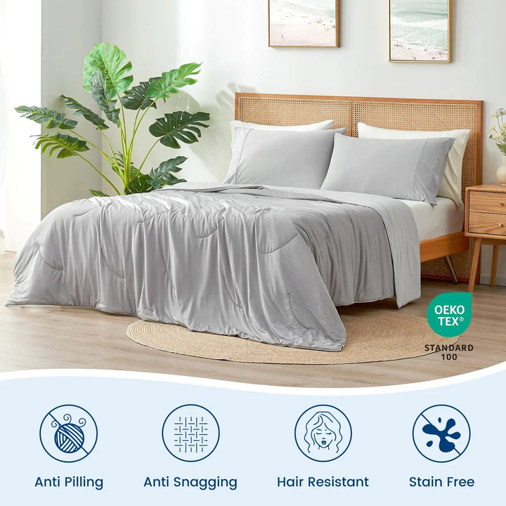 Dual-Sided Ice Cooling Comforter in Lightweight Silky Fabric for Travel | Silky Cooling Comforter | Cooling Blankets