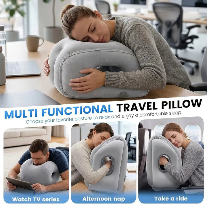Inflatable Travel Headrest Pillow for Flights and Long Journeys | Adjustable Firmness on the Move | Travel Pillows