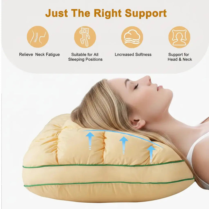 Fluffy Puff Pillow with Soft Rebound Cotton Fill for Adult Sleep | Fluffy Neck Comfort that Bounces Back | Bed Pillows