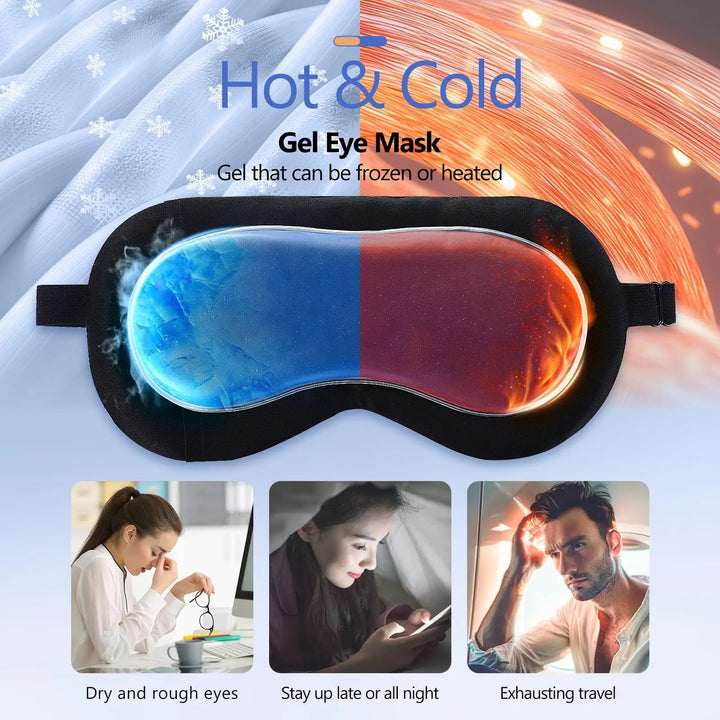 Cooling Hydrogel Sleep Mask with 3D Contoured Eye Design | Cooling Gel Eye Mask for Darkness | Sleep Masks