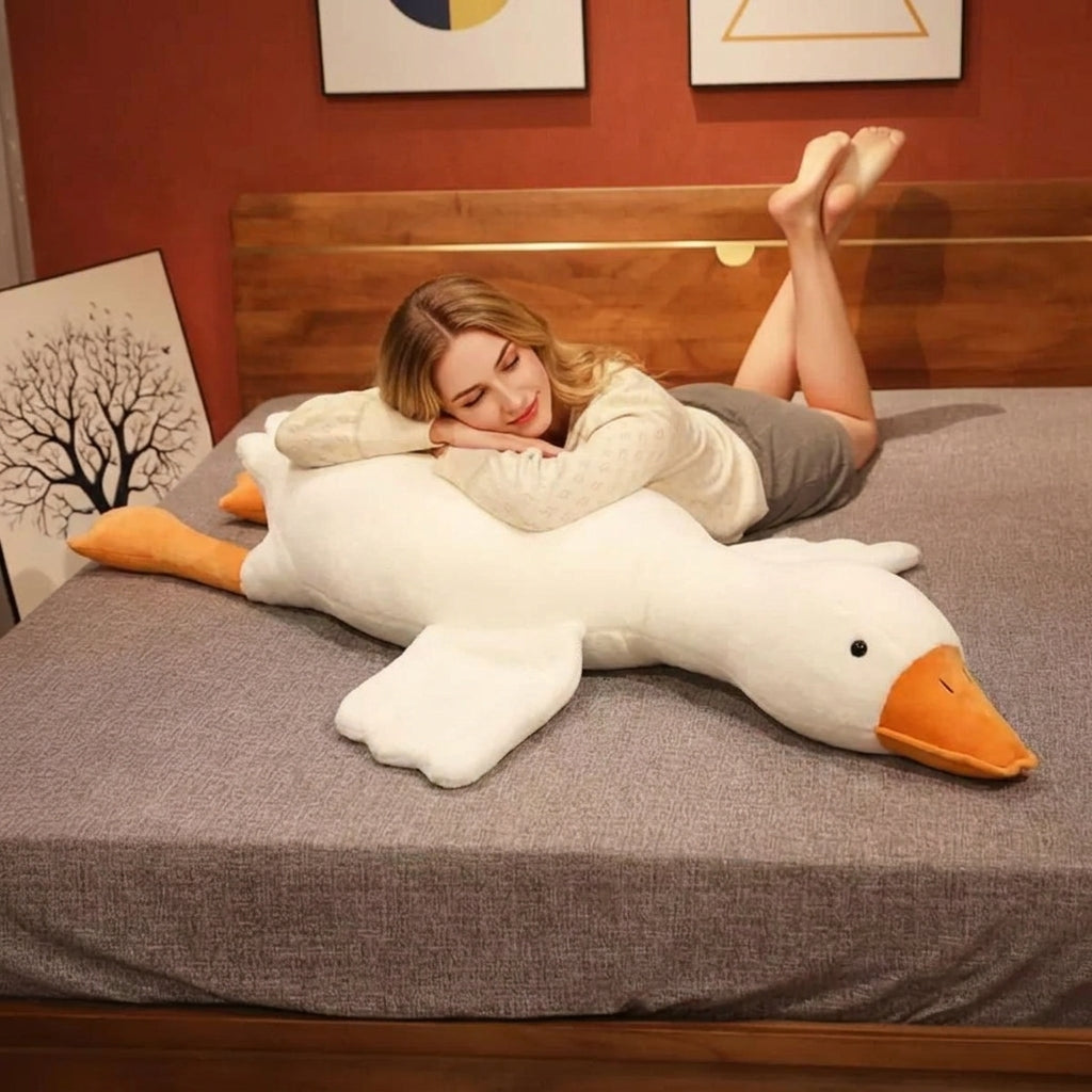 Long Goose Plush Pillow for Cuddling and Lounging in Three Sizes | Giant Cuddle Companion | Plush Pillows
