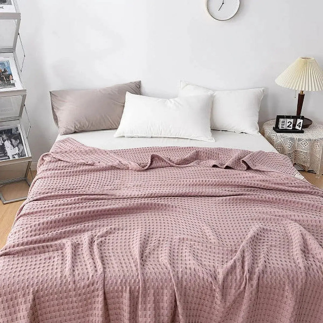 Cotton Waffle Weave Summer Blanket in Double, Queen and King | Breathable Comfort for Warm Nights | Throw Blankets