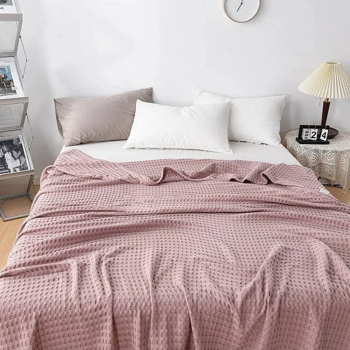 Cotton Waffle Weave Summer Blanket in Double, Queen and King | Breathable Comfort for Warm Nights | Throw Blankets