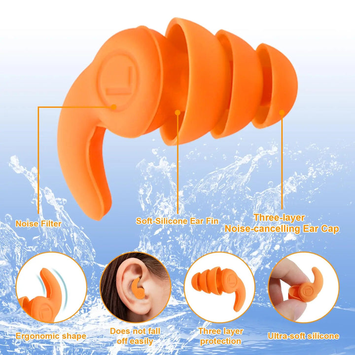 Silicone Sleep Ear Plugs with Reusable Waterproof Design, 2 Pieces | Reusable Silicone Sleep Ear Plugs | Ear Plugs