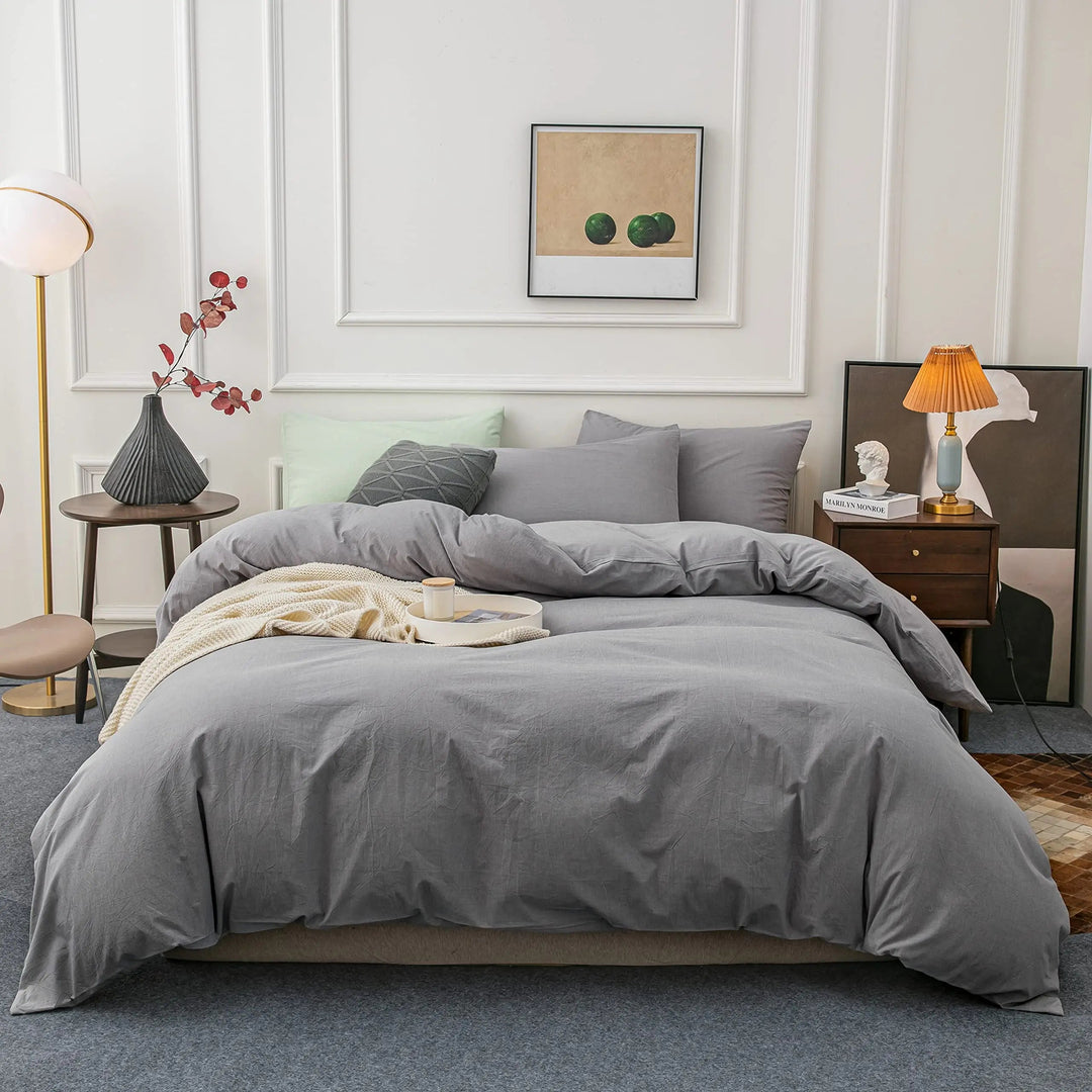 Luxury Microfiber Duvet Cover Set with Zipper and Corner Ties, 4 Pieces | Secure Duvet Cover Set | Duvet Cover Sets