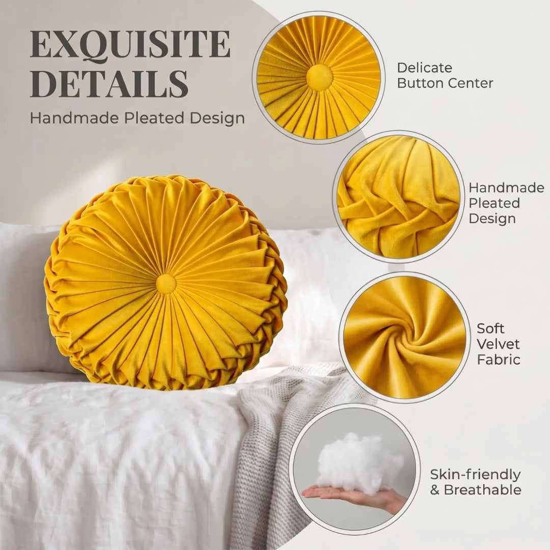 Pleated Pumpkin Throw Pillow with 3D Velvet Cushion Design | 3D Velvet Pleated Pumpkin Pillow | Decorative Pillows