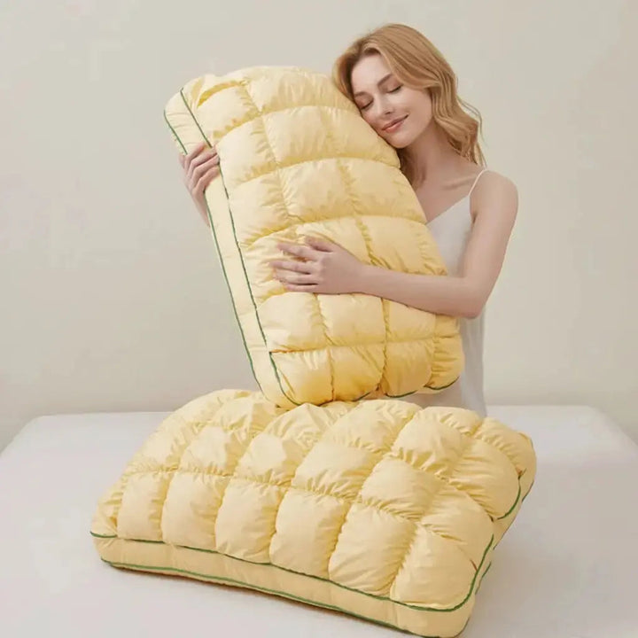 Rebound Puff Bed Pillow with Breathable Cotton Cover | Fluffy Pillow That Keeps Its Height | Bed Pillows
