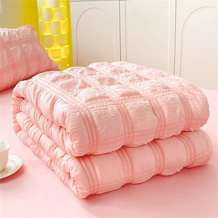 Breathable Seersucker Quilt for Warm Nights in Pastel Colors | Cool Textured Summer Quilt | Quilts